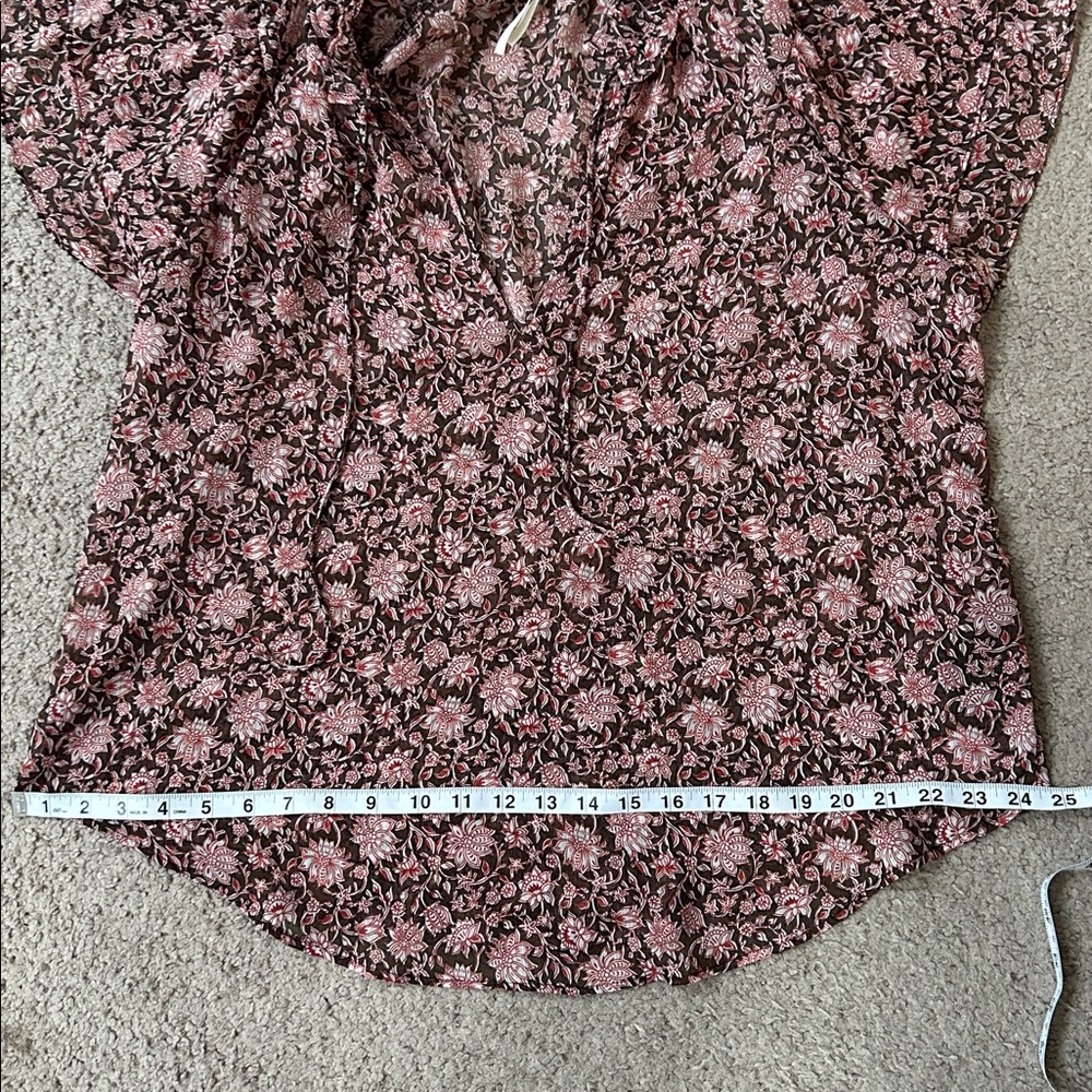 Anthropologie Floral Brown Blouse with Flutter Sleeves Size XL - Picture 8 of 8